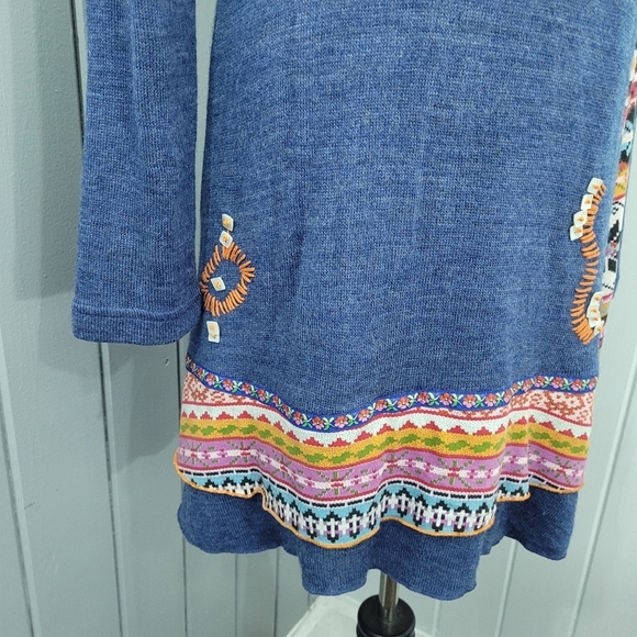 Moka Sport Women's Size Small Multi Media Patchwork Long Sleeve Sweater Dress - Picture 5 of 14